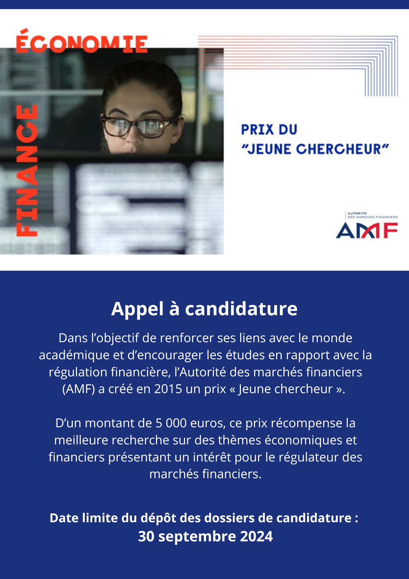 Appel à candidature Prix AMF « Jeune chercheur en économie » 2024 